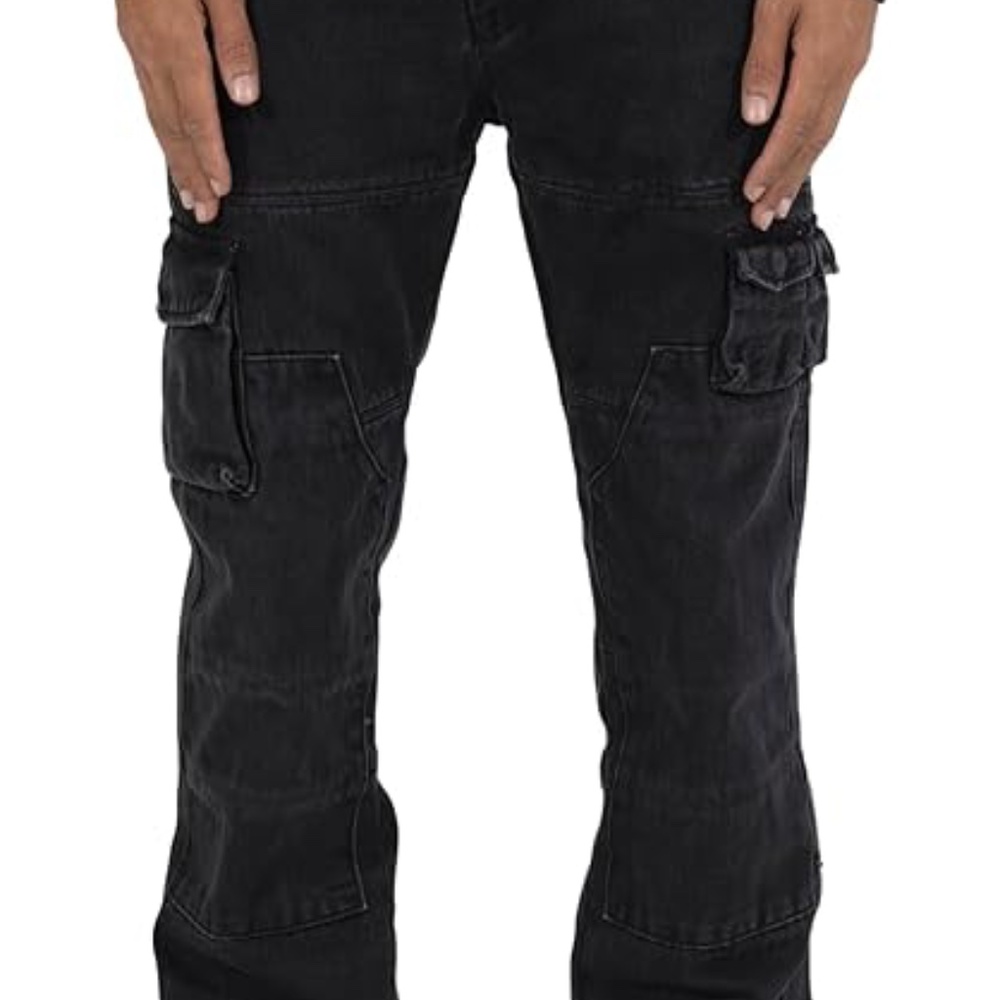 MNML - V244 Cargo Denim Jeans Vintage Black Size 38 - New with Tags - Picture 9 of 9